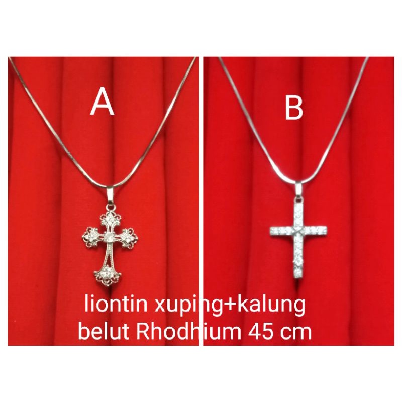 RJJ08. Kalung xuping wanita lapis emas salib model belut 45 cm