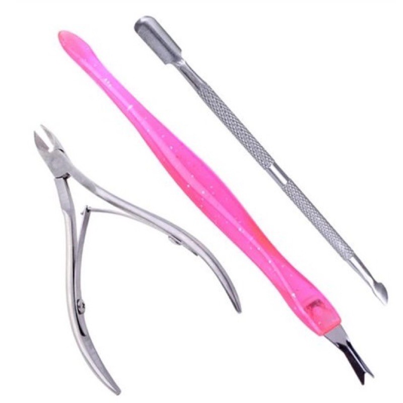 1 set 3 pcs manicure tools lidah ular cuticle pusher nipper alat manicure