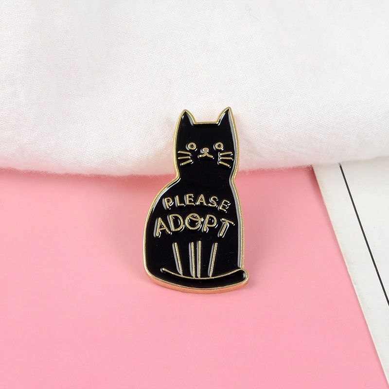 Bros Pin Enamel Desain Kartun Kucing Hitam Untuk Hadiah Anak