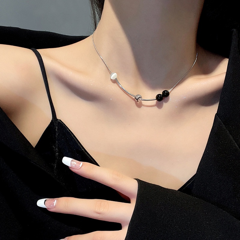 Necklace Accessories Black Jade Beads Clavicle Chain Personality Temperament Simple