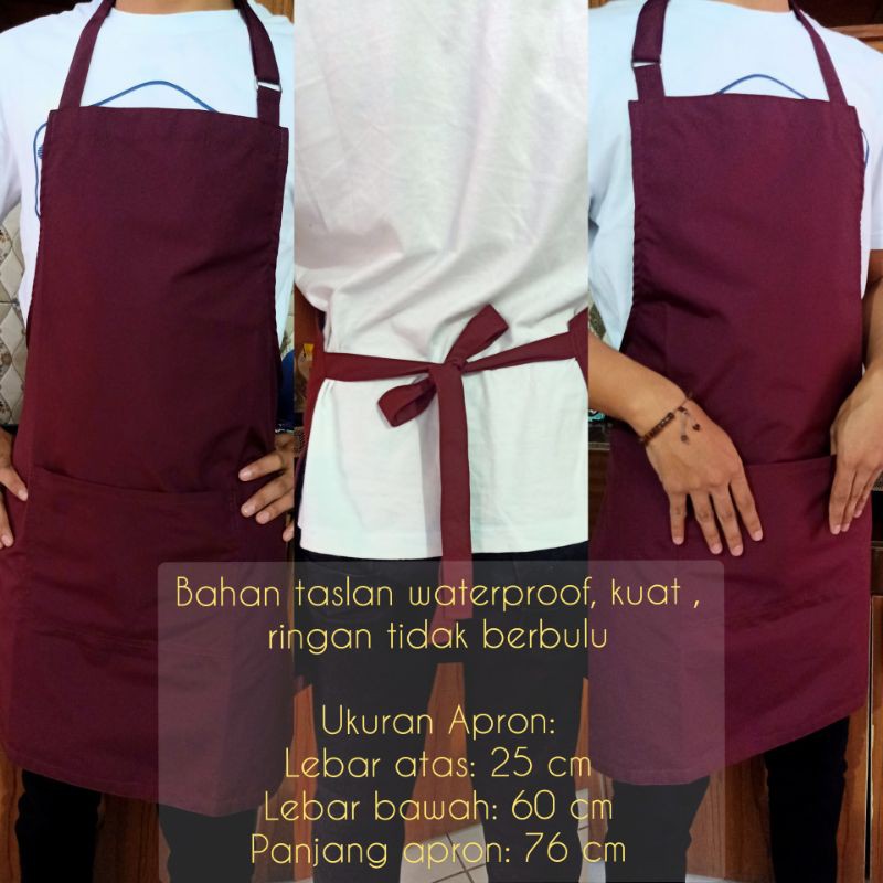 Apron + costum logo bordir Apron masak anti air, celemek cafe waterfroop celemek anti air/ apron res