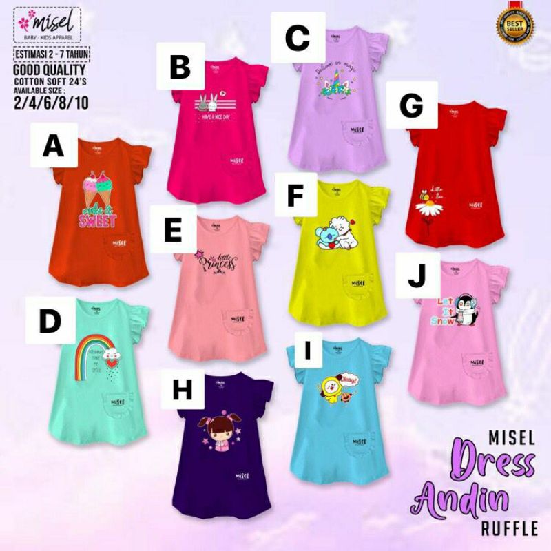 Dress anak 2-10Th/dress andin ruffle/dress anak murah