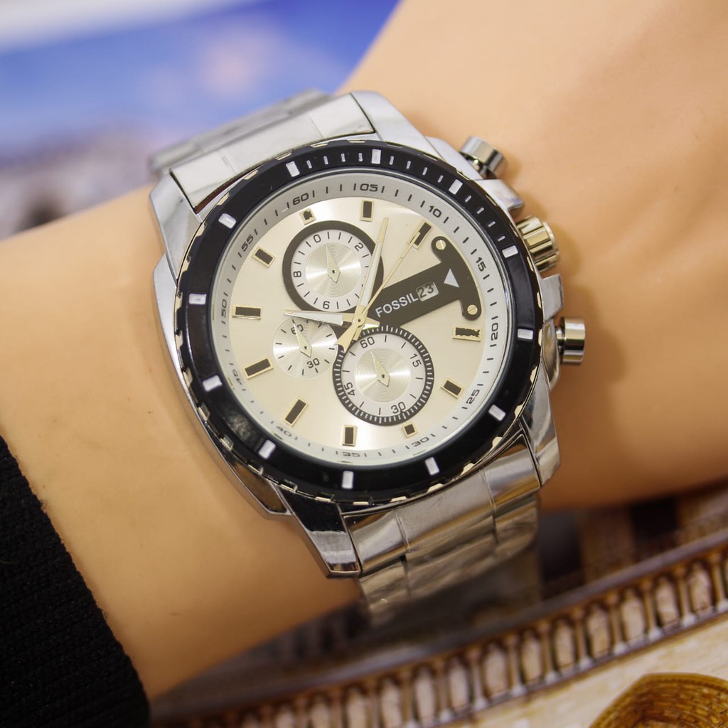 Terlaris  Jam Tangan Pria Fashion Crono Variasi 5957EV Rantai Stanless ,Plat Balok Kecil + Free Bate