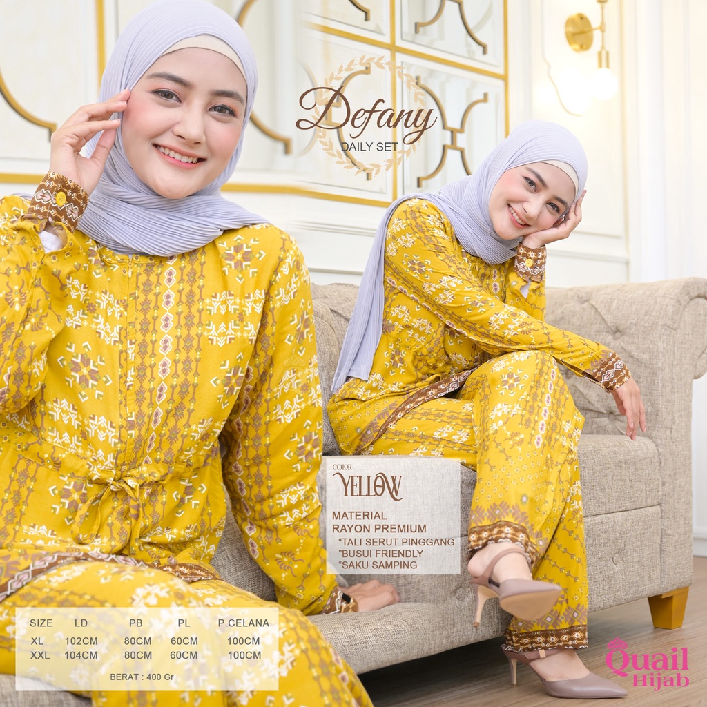 Quail Hijab - DEFANY PIYAMA QUAIL ORI QUAIL DRESS GAMIS MOTIF