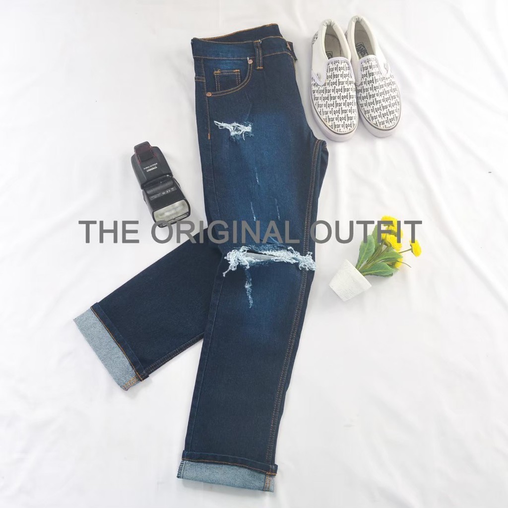 Celana Sobek Jeans Panjang Priat PREMIUM Celana Denim Cowok Distro