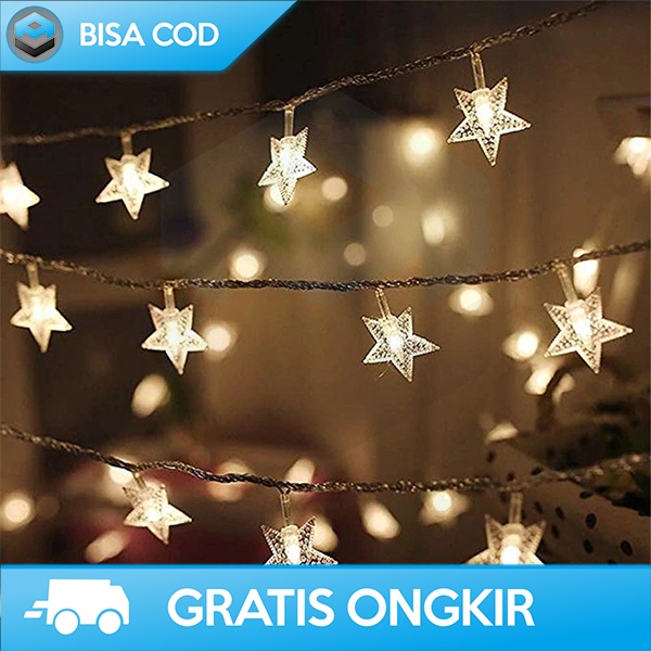 LAMPU HIAS BINTANG TUMBLR LAMP  STAR LIGHT LAMPU NATAL 20 LED 3 METER