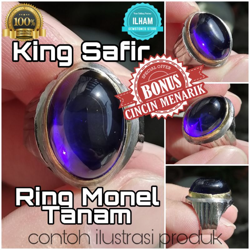 Cincin Akik King Safir Ring Tanam Monel