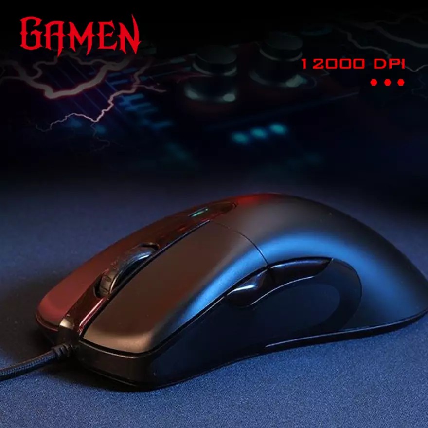 GAMEN GM810 12000DPI Braided Wire RGB &amp; Macro Define Gaming Mouse - Garansi Resmi 1 Tahun