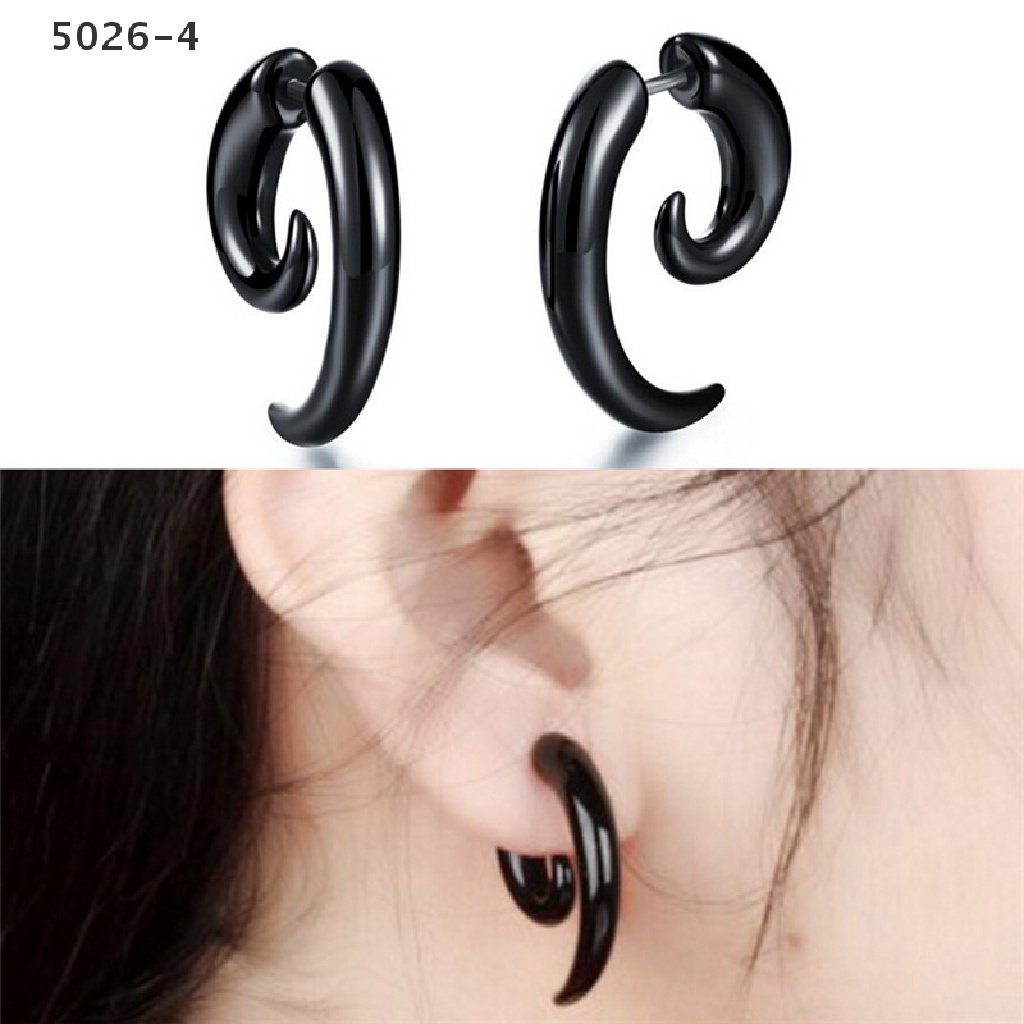 5026-4 Fashion Cool Punk Stud Earrings Rock Men Black Earrings Women PVC Anti Allergy Earrings 5026-4