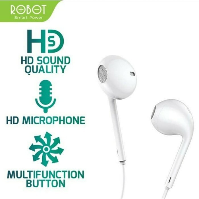 HEADSET ROBOT RE10 BASS - HANDSFREE ROBOT RE10 AUDIO JACK 3.5MM SUPER FULL BASS -D2