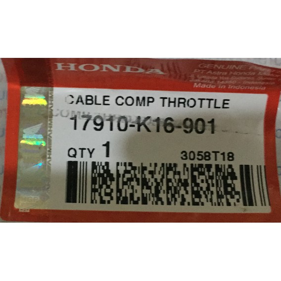 Kabel Gas Beat Fi Throttle Cable Original Honda AHM K16