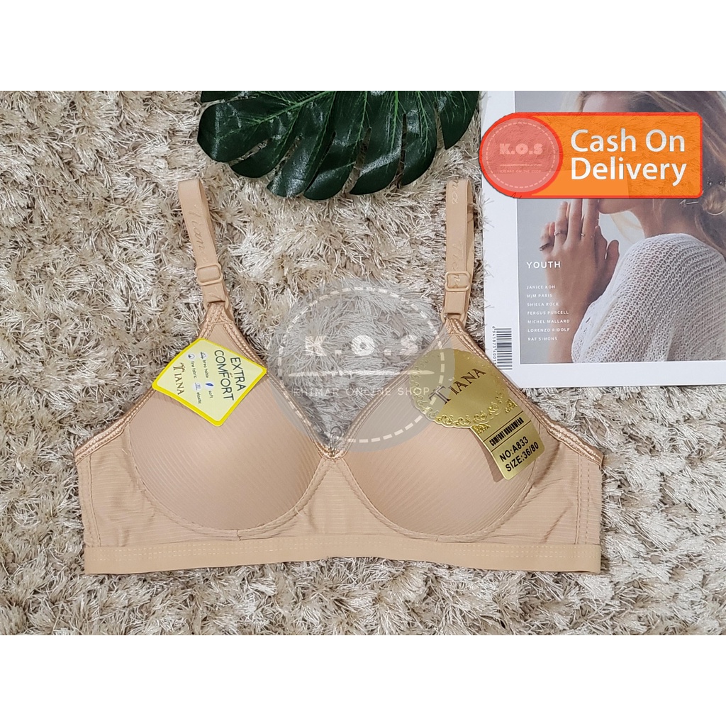 Bra bh busa tipis tanpa kawat corak salur size 34-40