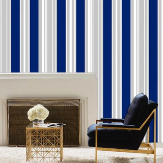 Wallpaper Sticker Dinding  Kamar Rumah GARIS BIRU  NAVY  