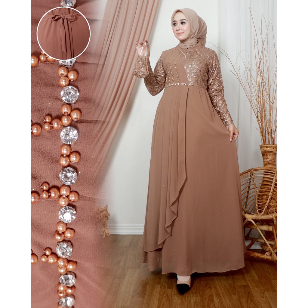 Gamis Amirra || [COD] Bayar di Tempat || Gamis Wisuda Remaja Terbaru || Terlaris Gamis Pesta Tille Tuton Premium Kombinasi Cerutty || Gamis Seragam Pesta Modern 2022