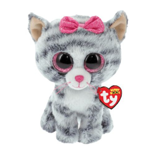 TY Toys Beanie Boos Kiki Cat Grey R - Boneka Kucing Anak 3Y+ (Tersedia varian ukuran)