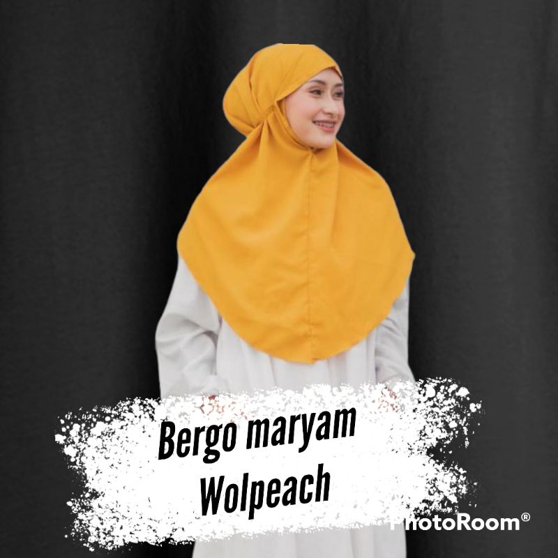 Bergo Maryam Wolpeach | Jilbab Instan Non Pet Tali Wolfis| Kerudung Bergo Maryam Wolfis Premium