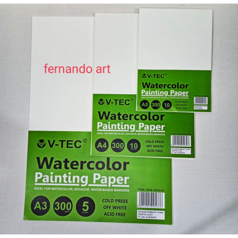

V-Tec Watercolor Paper 300 gsm Cold Press A3/A4/A5 WCB 103001/103002/53003