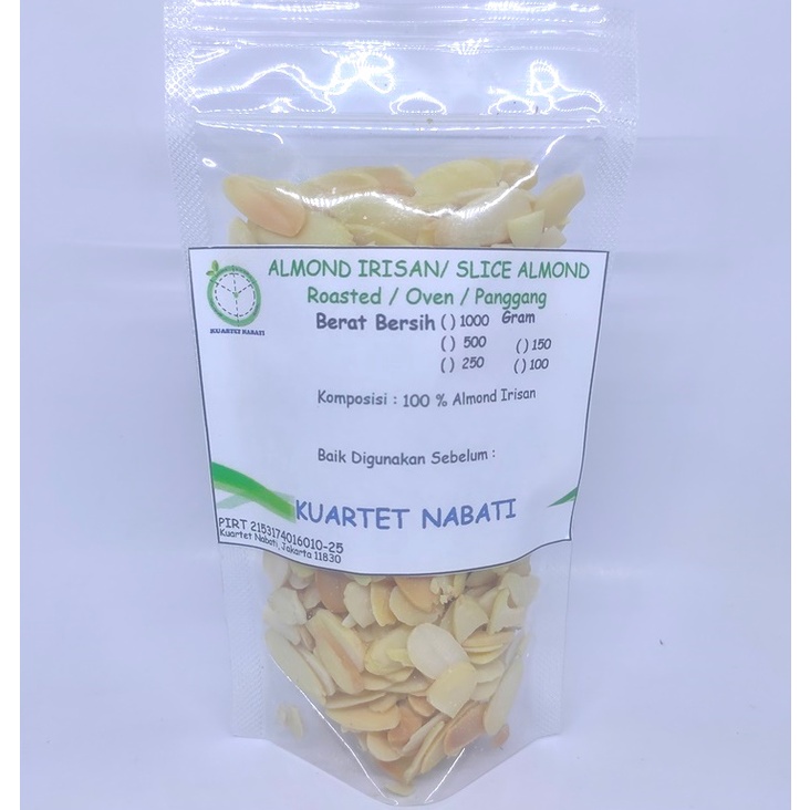 

100gr Roasted Almond Slice - Irisan - Oven - Panggang - Matang - Vegan Varian Rasa Original/ Asin by Kuartet Nabati