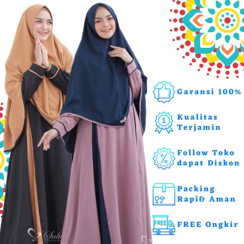 Gamis Syari Set Khimar Murah Terbaru Busui Elegan Mewah dan Ori Premium Branded SALVINA NAFISHA