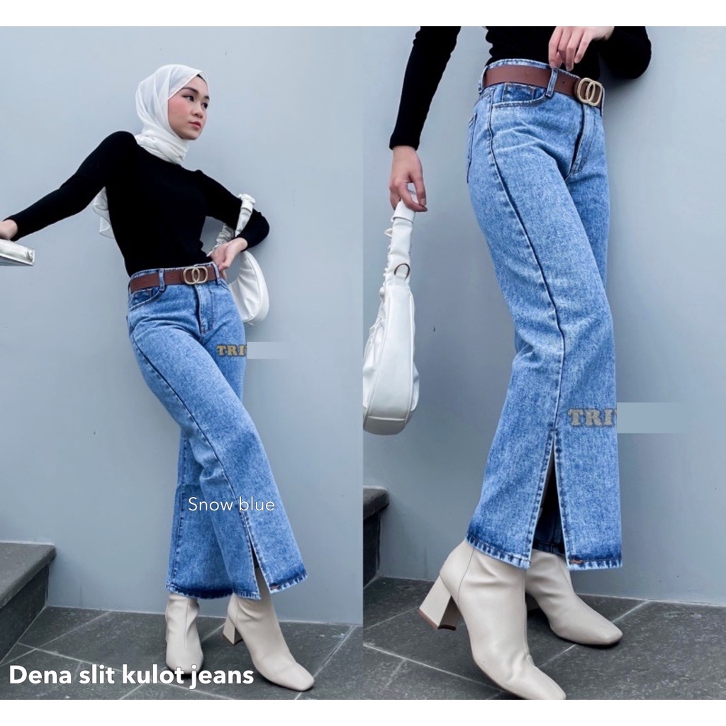 Premium Dena slit kulot jeans - Thejanclothes