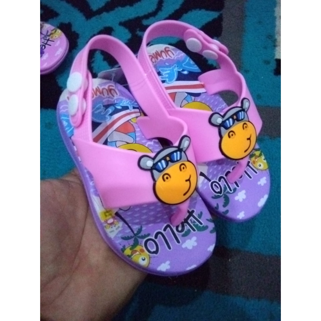 sandal jepit tali belakang baby yumeida A 21102 XS 18-23/sandal hippo anak sandal karakter sandal bayi sandal lucu