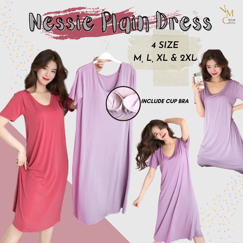 Dress Casual Santai Rumahan Wanita Bahan Kaos Adem Oversize Import - Daster Longgar Terbaru Polos in