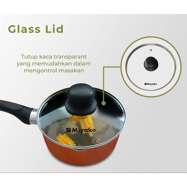 MIYAKO SAUCE PAN SP 18 A SP18A SP-18A PANCI MASAK TUTUP KACA 18 CM