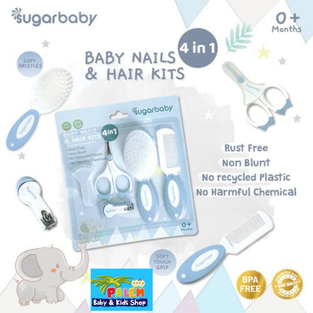 Sugar baby 4in1 Baby Nail &amp; Hair Kits (Perlengkapan Perawatan Kuku dan Rambut Bayi 4in1)