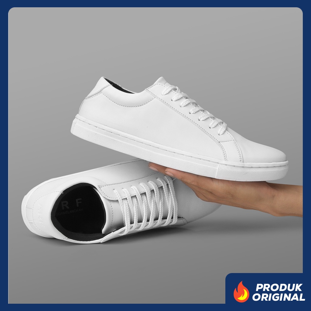 VICTOR FULL WHITE ORIGINAL x ARF Sepatu Sneakers Putih Polos Pria Kets Tali Casual Jalan Santai Hangout Mall Main Nongkrong Kondangan Sekolah Kuliah Sporty Distro Fashion Simple Sport Shoes Semi Kulit Premium Skate Footwear Keren Terbaru Kekinian Branded