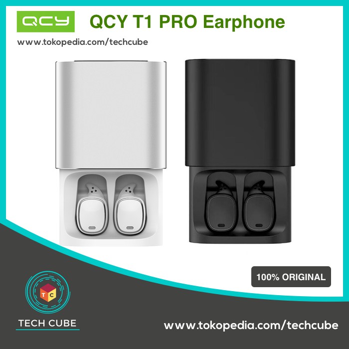 JUAL QCY T1 PRO Bluetooth Wireless TWS Earphone with Touch Control MURAH
