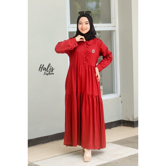 DRESS FIRDA BY HALIS Katun TWILL premium CANDA SUSUN KANCING GAMIS KEKINIAN BUSANA MUSLIM HANGOUT KAJIAN kajep jepang polos premium