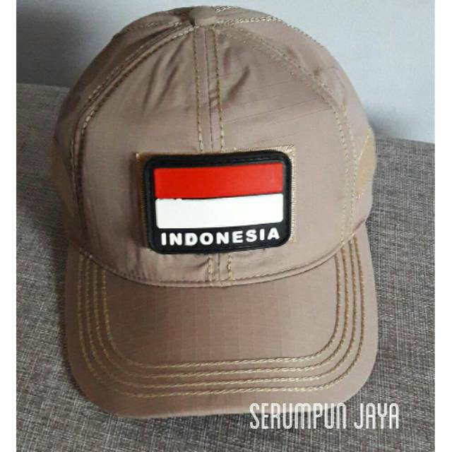 TOPI BENDERA VELCRO - TOPI BENDERA INDONESIA VELCRO TAN