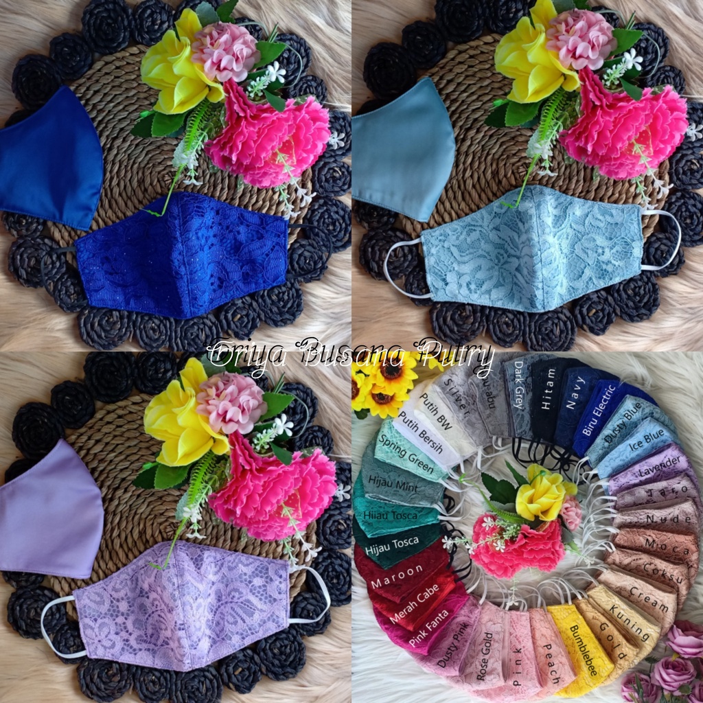 Masker Brokat premium couple | masker akad nikah kondangan pesta wedding pengantin hijab Non Hijab