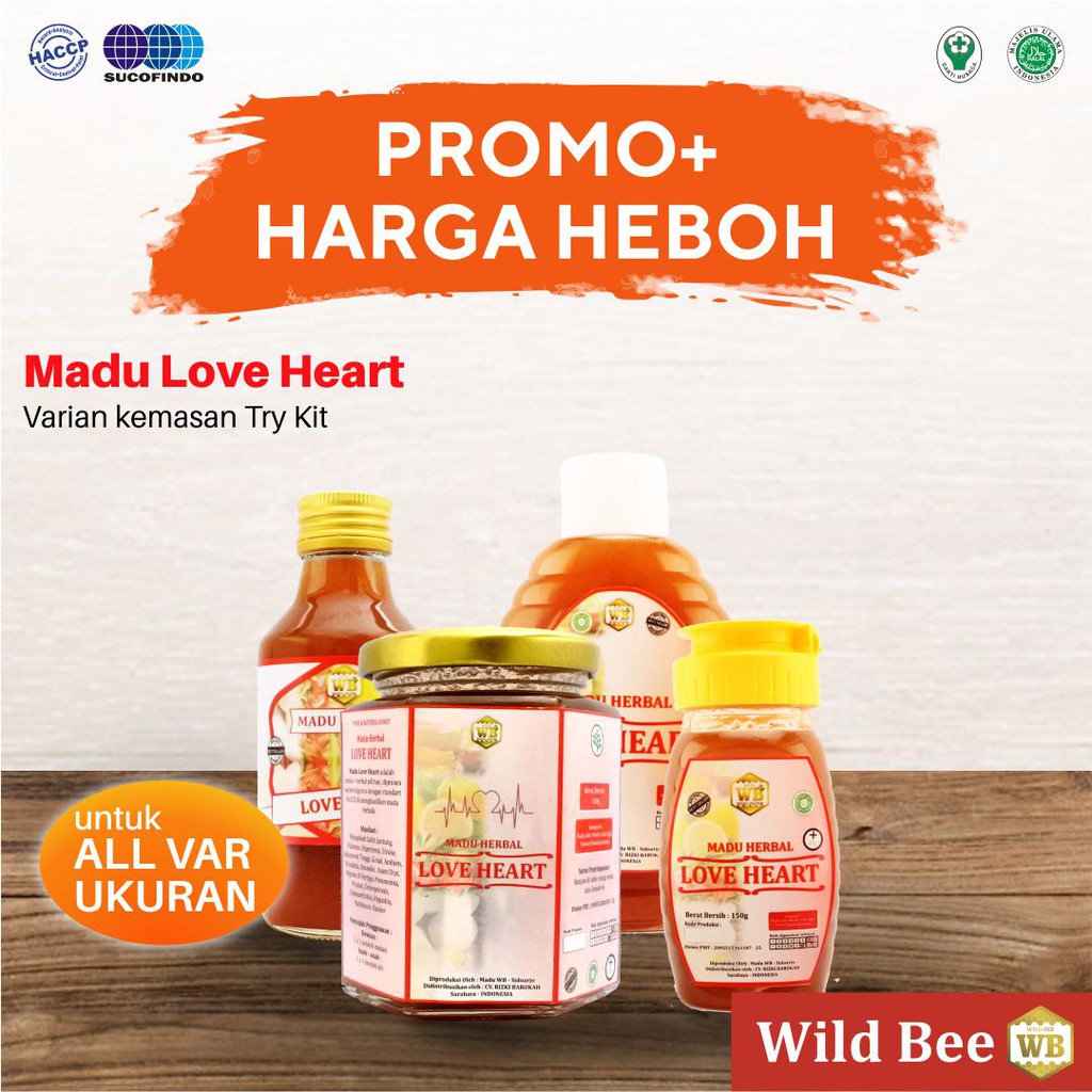 

Madu Love Heart / Madu Herbal kemasan mini - Garansi Asli - Wild Bee