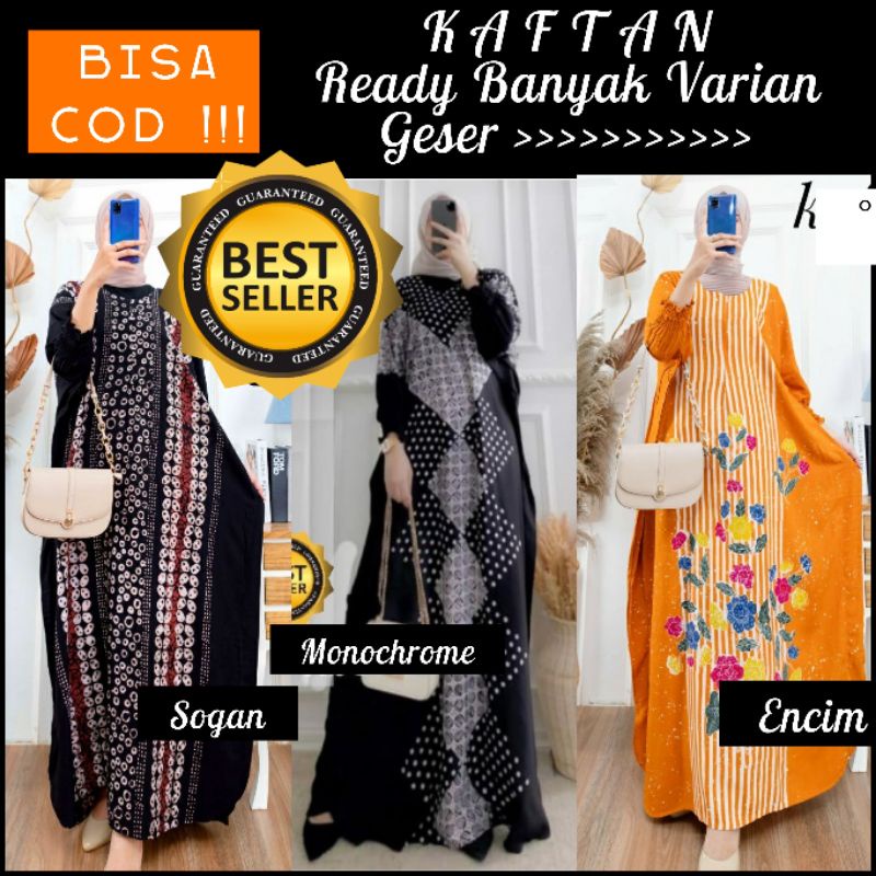 PROMO! BISA COD! KAFTAN HITAM PUTIH & SOGAN & ENCIM COLET WARNA FASHION PREMIUM OUTFIT MUSLIM WANITA