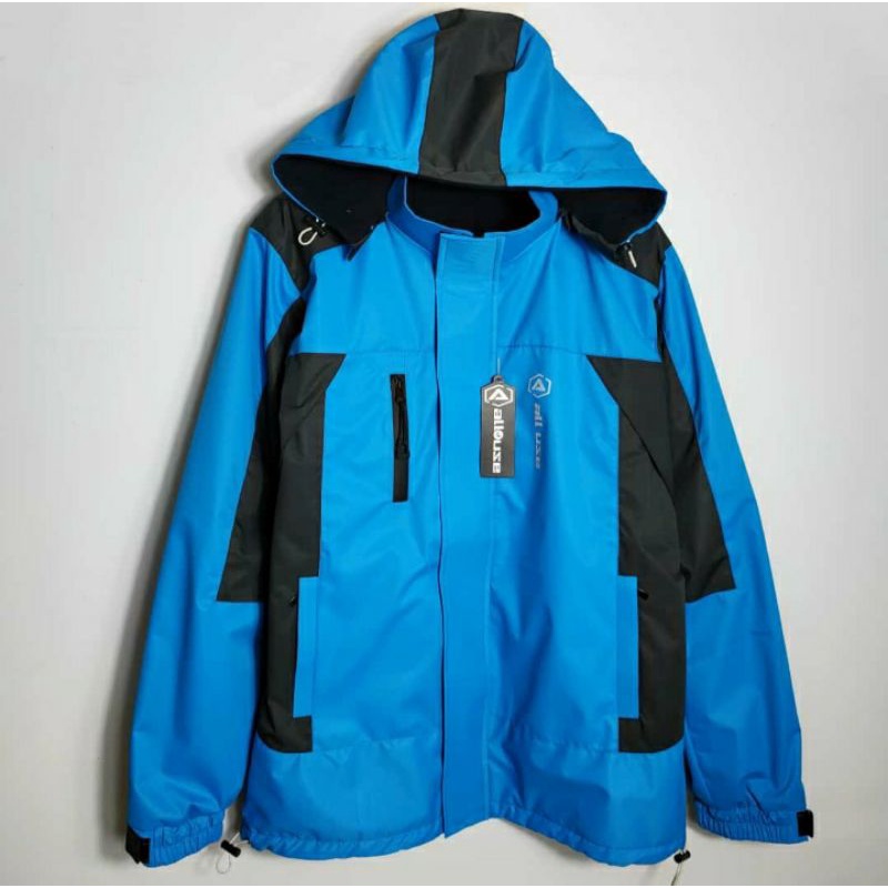 JAKET GUNUNG PRIA OUTDOOR WATERPROOF ORIGINAL ALL USE ANTI AIR-Biru Mix Grey
