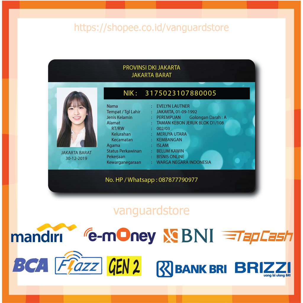 KARTU E MONEY E TOLL KARTU TANDA PENDUDUK DEPAN KTP 3 EMONEY MANDIRI FLAZZ BCA BNI TAPCASH BRIZZI