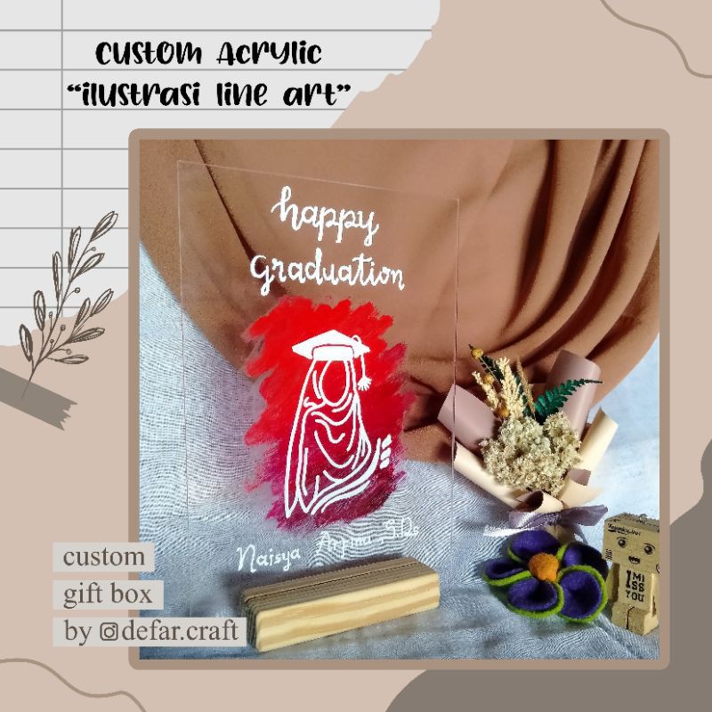 

Gift Box Custom Ilustrasi Acrylic / Desain Akrilik Wedding Wisuda Birthday