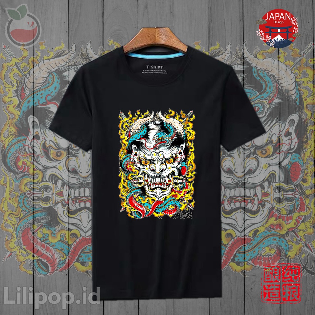 Lilipop Kaos Tshirt  Pria Shinigami Mythology Jepang Baju Distro Basic Lengan Pendek Cowok Kasual