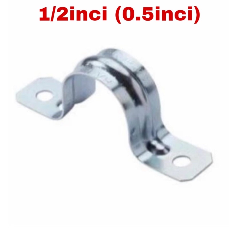 Klem pipa plat besi 1/2inci Clamp iron U 0.5inci Klem kabel Klem wayar besar 1/2 inchi u