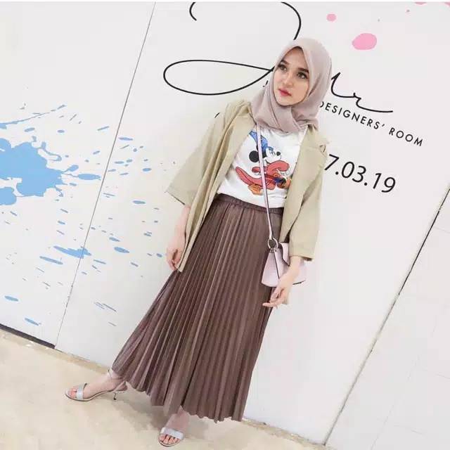 ROK PLISKET MURAH PRISKET PLEATED POLOS REMPEL SKIRT ABG FLARE SKIRT MAYUNG FLOWY