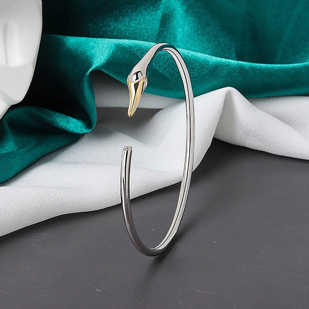 Needway Swan Gelang Unisex Hadiah Untuk Wanita Open Cuff Bangle