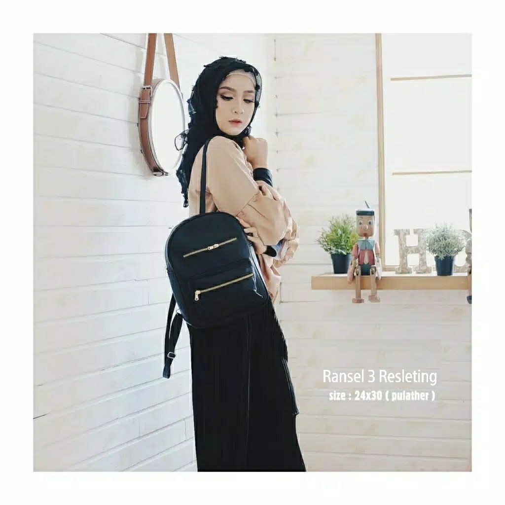 tas ransel kulit zipper TZP tas ransel fashion tas punggung