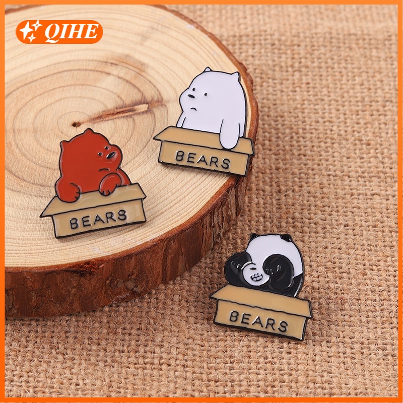 Bros Pin Enamel Bentuk Kartun Panda 3 Gaya Untuk Pakaian Wanita