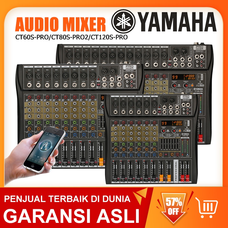 Pengaduk Audio Profesional  CT60S-PRO/CT80S-PRO-CT120S-PRO Efek 99DSP bawaan EQ equalizer 2-lapisan 7-band Mendukung pemutaran Bluetooth/USB/MP3