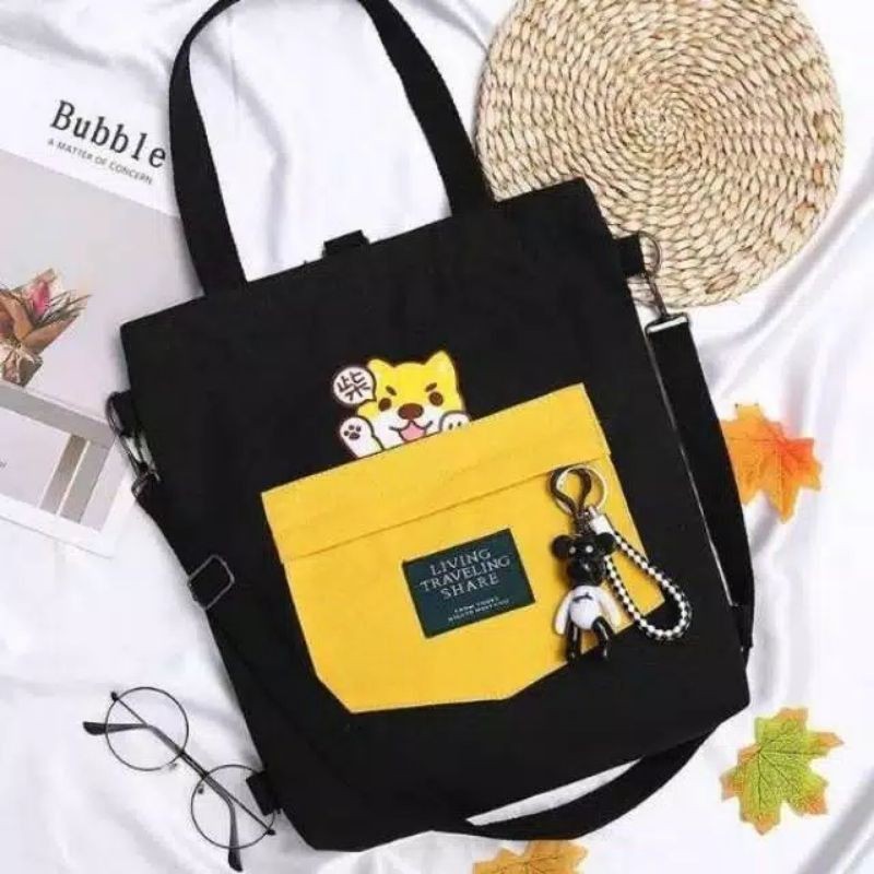 (COD)TAS TOTE KUCING BAGS KPOP BTS EXO MONSTA X / TAS TOTE CAT WANITA MURAH MERIAH KEKINIAN