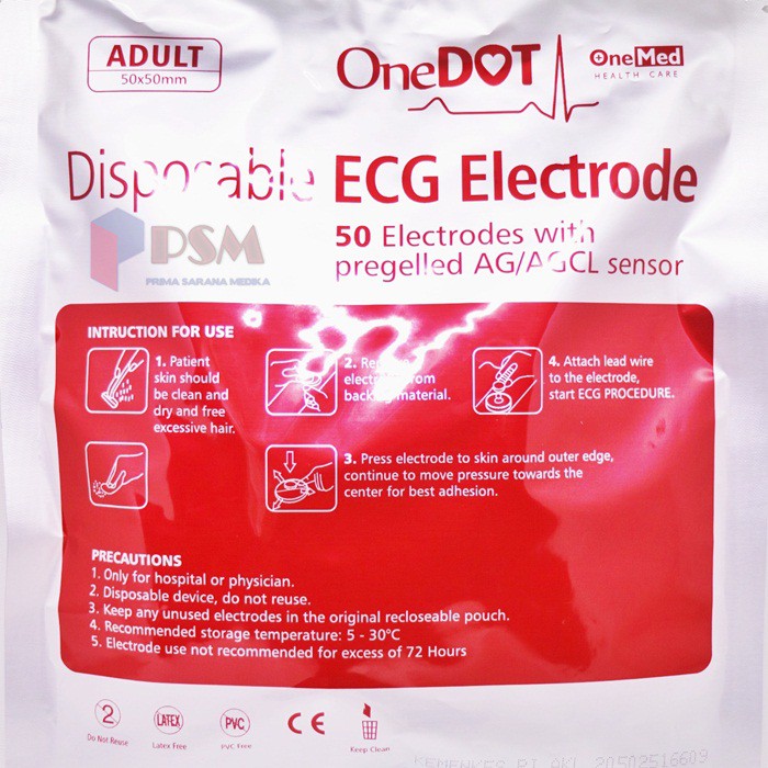 Disposable ECG Electrode OneDot Dewasa / Electroda ECG isi 50