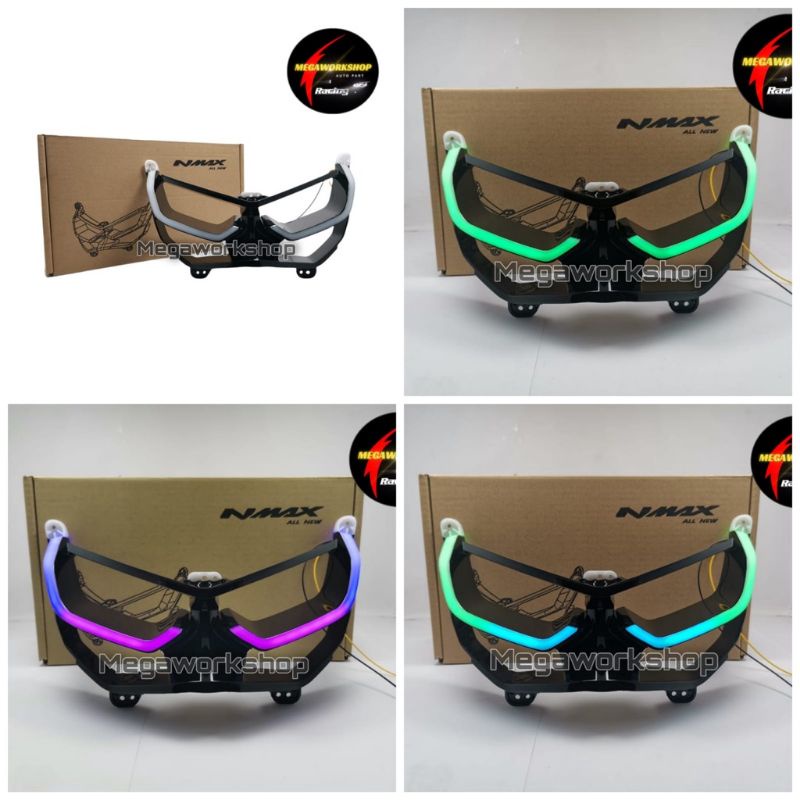 Lampu Alis DRL Depan Nmax New RGB Plus Frame Alis Nmax Lampu Senja