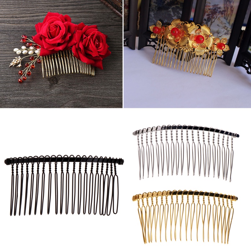 Siy Sisir Sirkam 20 Gigi Kosong Bahan Metal Untuk Aksesoris Rambut Pengantin Wanita Diy