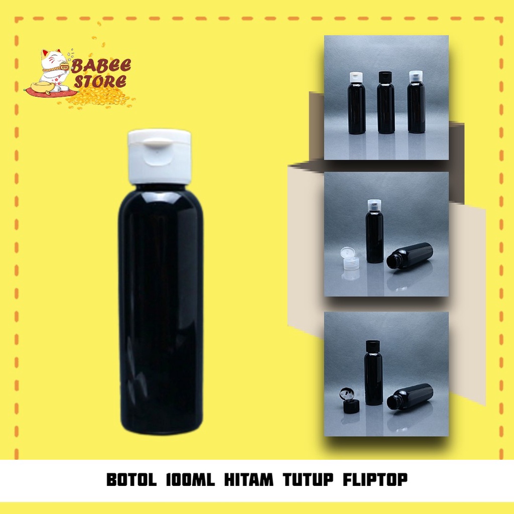 BABEE - BOTOL PLASTIK 100ML FLIPTOP HITAM / BOTOL 100 ML HITAM / BOTOL ISI ULANG [HARGA GROSIR]